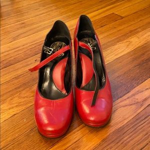 John fluevog red Mary Jane heels 8.5